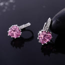 Lady Fashion Stud Earings Pink Rhinestone Heart Shape Drop Dangle Earrings Jewellry