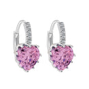 Lady Fashion Stud Earings Pink Rhinestone Heart Shape Drop Dangle Earrings Jewellry