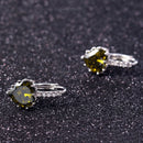 Lady Fashion Stud Earings Green Rhinestone Heart Shape Drop Dangle Earrings Jewellry