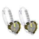 Lady Fashion Stud Earings Green Rhinestone Heart Shape Drop Dangle Earrings Jewellry