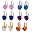 Lady Fashion Stud Earings Green Rhinestone Heart Shape Drop Dangle Earrings Jewellry