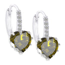 Lady Fashion Stud Earings Green Rhinestone Heart Shape Drop Dangle Earrings Jewellry