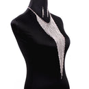 European Rhinestone Punk Tassels Dangle Earrings Necklace Women Jewelry Sets