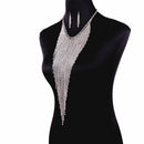 European Rhinestone Punk Tassels Dangle Earrings Necklace Women Jewelry Sets