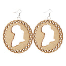 Unfinished Wooden Earring Africian Map Cutout Drop Hook Earring Jewelry