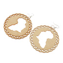 Unfinished Wooden Earring Africian Map Cutout Drop Hook Earring Jewelry