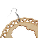 Unfinished Wooden Earring Africian Map Cutout Drop Hook Earring Jewelry