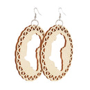 Unfinished Wooden Earring Africian Map Cutout Drop Hook Earring Jewelry
