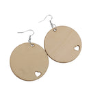 1 Pair Unfinished Wooden Earring Hollow Out Heart Drop Hook Earring Jewelry