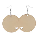 1 Pair Unfinished Wooden Earring Hollow Out Heart Drop Hook Earring Jewelry