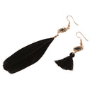 Vintage Tassel Feather Asymmetric Ear Stud Dangle Earring Women Lady Jewelry Gift
