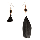 Vintage Tassel Feather Asymmetric Ear Stud Dangle Earring Women Lady Jewelry Gift