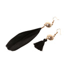 Vintage Tassel Feather Asymmetric Ear Stud Dangle Earring Women Lady Jewelry Gift