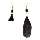 Vintage Tassel Feather Asymmetric Ear Stud Dangle Earring Women Lady Jewelry Gift
