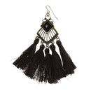 Vintage Black Chandelier Tassel Fringe Ear Stud Dangle Earring Women Statement Jewelry