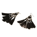 Vintage Black Chandelier Tassel Fringe Ear Stud Dangle Earring Women Statement Jewelry