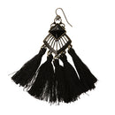 Vintage Black Chandelier Tassel Fringe Ear Stud Dangle Earring Women Statement Jewelry