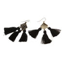 Vintage Chandelier Black Tassel Ear Stud Dangle Earring Women Lady Statement Jewelry