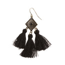 Vintage Chandelier Black Tassel Ear Stud Dangle Earring Women Lady Statement Jewelry