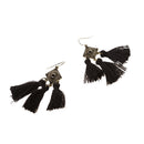Vintage Chandelier Black Tassel Ear Stud Dangle Earring Women Lady Statement Jewelry