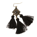 Vintage Chandelier Black Tassel Ear Stud Dangle Earring Women Lady Statement Jewelry