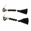 Vintage Beads Long Black Tassel Ear Stud Dangle Earring Women Charms Jewelry