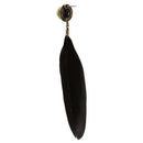 Retro Black Tassel Thread Feather Asymmetric Ear Studs Dangle Earring Women Charms Jewelry Gift