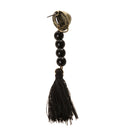 Retro Black Tassel Thread Feather Asymmetric Ear Studs Dangle Earring Women Charms Jewelry Gift