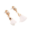Vintage White Tassel Fringe Ear Stud Long Dangle Earring Women Charms Jewelry