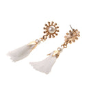 Vintage White Tassel Fringe Ear Stud Long Dangle Earring Women Charms Jewelry