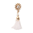 Vintage White Tassel Fringe Ear Stud Long Dangle Earring Women Charms Jewelry