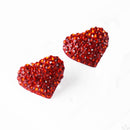 Women Sweet Cute Ear Stud Crystal Rhinestone Love Red Heart Stud Earrings for Party