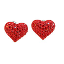 Women Sweet Cute Ear Stud Crystal Rhinestone Love Red Heart Stud Earrings for Party