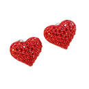 Women Sweet Cute Ear Stud Crystal Rhinestone Love Red Heart Stud Earrings for Party