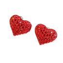 Women Sweet Cute Ear Stud Crystal Rhinestone Love Red Heart Stud Earrings for Party