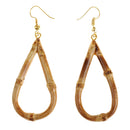 1 Pair Rustic Vintage Real Bamboo Earrings Large Teardrop Dangle Earrings