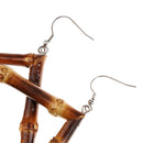 Vintage Country Style Fresh Natural Bamboo Square Dangle Hook Earrings