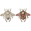 Vintage Red Bronze Plated Women Men Crystal Honey Bee Brooch Pin Jewelry