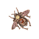 Vintage Red Bronze Plated Women Men Crystal Honey Bee Brooch Pin Jewelry