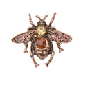 Vintage Red Bronze Plated Women Men Crystal Honey Bee Brooch Pin Jewelry