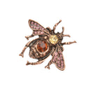 Vintage Red Bronze Plated Women Men Crystal Honey Bee Brooch Pin Jewelry