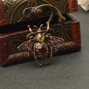 Vintage Red Bronze Plated Women Men Crystal Honey Bee Brooch Pin Jewelry