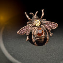 Vintage Red Bronze Plated Women Men Crystal Honey Bee Brooch Pin Jewelry