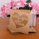 Love You Mum Mom's Birthday Card Heart Kraft Card Mother's Day Brown Pack of 20