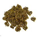 Pack of 50 Vintage Antique Gold Filigree Heart Tibetan Pendants DIY Jewelry Craft