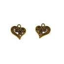 Pack of 50 Vintage Antique Gold Filigree Heart Tibetan Pendants DIY Jewelry Craft