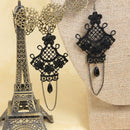 Women Gothic Victorian Black Lace Tassel Dangle Charms Hook Earrings Jewelry