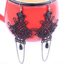 Women Gothic Victorian Black Lace Tassel Dangle Charms Hook Earrings Jewelry