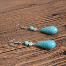 Boho Vintage Ethnic Turquoise Water Drop Pendant Earrings Drop Earrings for Women Party