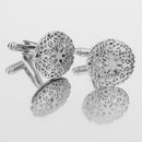 Mens Fashion Jewelry Cuff Links Silver Round Hollow Pattern Button Cufflinks